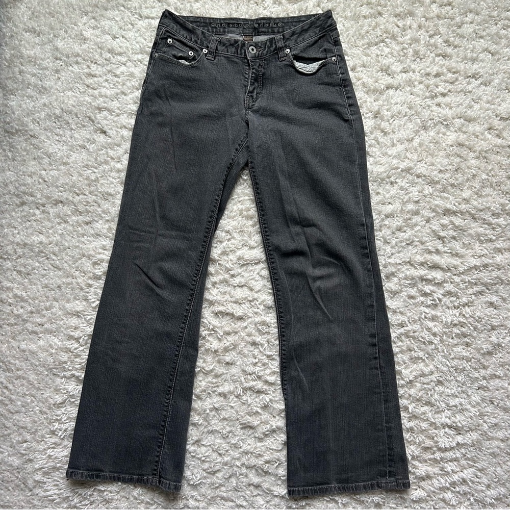 Vintage Christopher Blue dark gray western low rise bootcut jeans women’s size 6